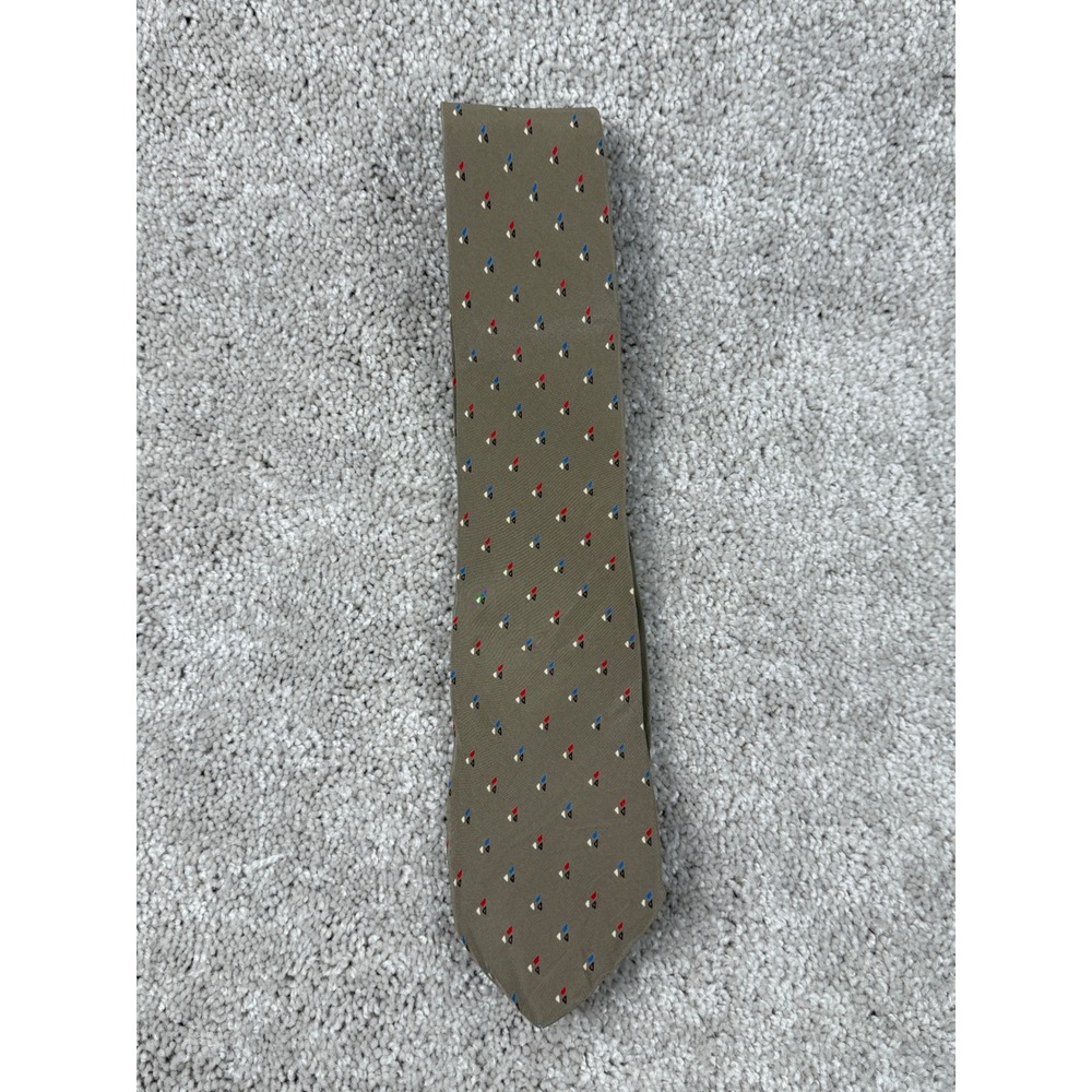 Bloomingdales Via Europa Men's Necktie Geometric Red Blue White Pattern